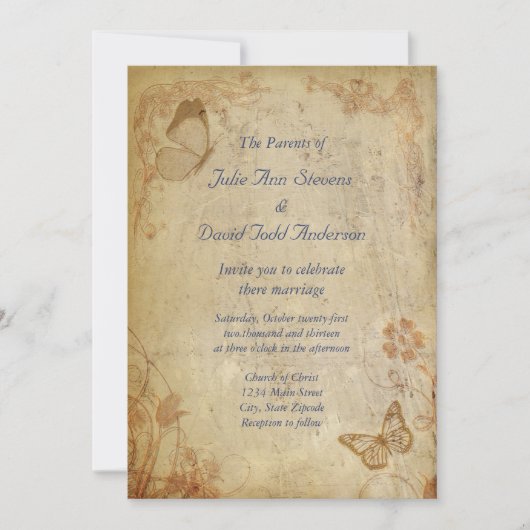 Invitation Papillons vintages (Devant)