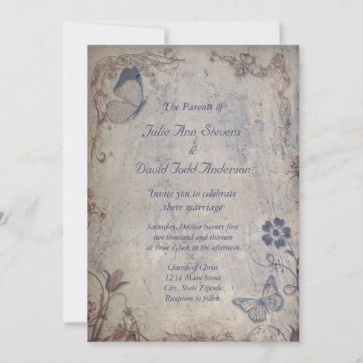 Invitation Papillons vintages (Devant)