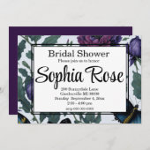 Invitation Papillons vintages à fleurs prune violette magenta (Devant / Derrière)