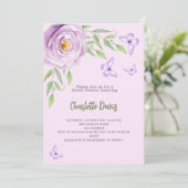 Invitation Papillons violet rose Fête des mariées florale (Debout devant)