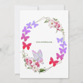 Invitation Papillons violets à la flora rose Fête d'anniversa (Dos)