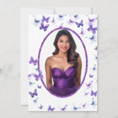 Invitation Papillons Violets Et Robe Début De 18 Ans Annivers (Dos)
