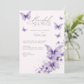 Invitation Papillons violets Fête des mariées rose (Debout devant)