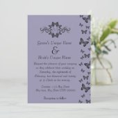 Invitation Papillons violets Mariage Monogramme (Debout devant)