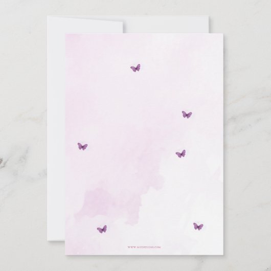 Invitation Papillons violets rose fête de graduation (Dos)
