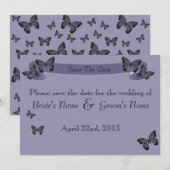 Invitation Papillons Violets Sauvegarder la Date (Devant / Derrière)