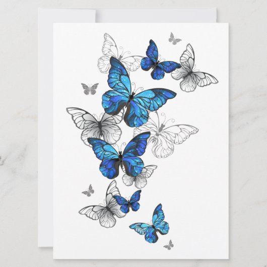 Invitation Papillons volants bleus Morpho (Devant)