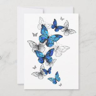 Invitation Papillons volants bleus Morpho