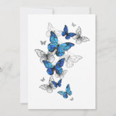 Invitation Papillons volants bleus Morpho (Devant)