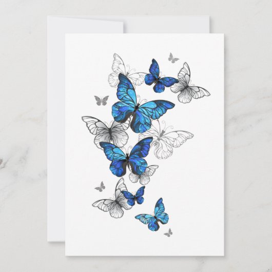 Invitation Papillons volants bleus Morpho (Devant)