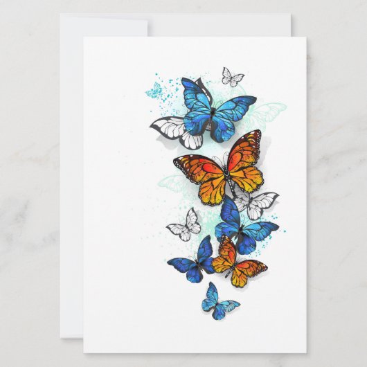 Invitation Papillons volants Morpho et Monarch (Devant)