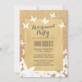 Invitation Papillons volants stylés Burlap Retraite (Devant)