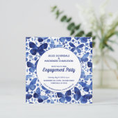 Invitation Papillons Watercolor Blue Engagement Party (Debout devant)