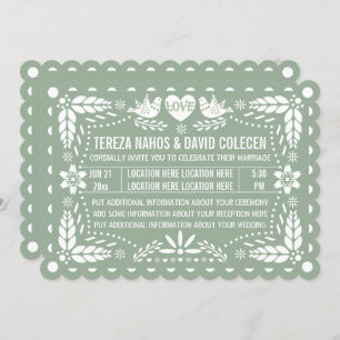 Invitation Pappel vert Sage picado inséparables mariage de la