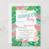 Invitation Pâque Palm Leaf Flamant rose rose fête d'anniversa (Devant)
