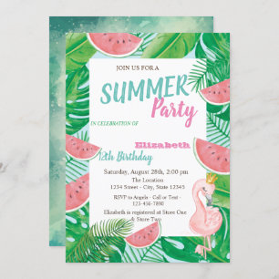 Invitation Pâque Palm Leaf Flamant rose rose fête d'anniversa