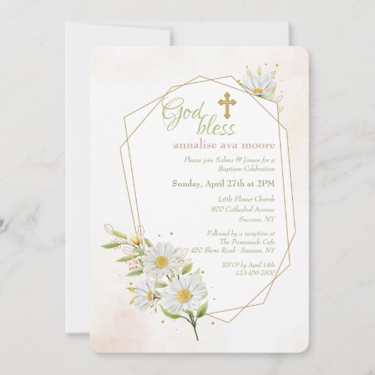 Invitation Pâquerettes Religieuses (Devant)