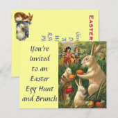 Invitation Pâques Animaux Mignons Vintage (Devant / Derrière)