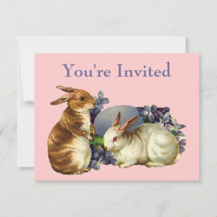 Invitation Pâques Animaux Mignons Vintage