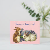 Invitation Pâques Animaux Mignons Vintage (Debout devant)