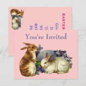 Invitation Pâques Animaux Mignons Vintage (Devant / Derrière)