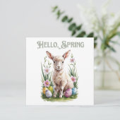 Invitation Pâques Aquarelle, Oeufs et Fleurs (Debout devant)