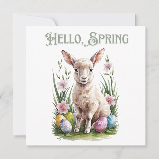 Invitation Pâques Aquarelle, Oeufs et Fleurs (Devant)