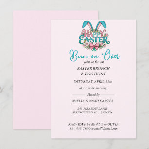 Invitation Pâques aux oreilles de lapin BRUNCH & CHASSE