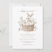 Invitation Pâques Brunch & Panier de lapin de chasse aux oeuf (Devant)