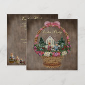 Invitation Pâques Bunnies et panier de l'église Fête de Pâque (Devant / Derrière)