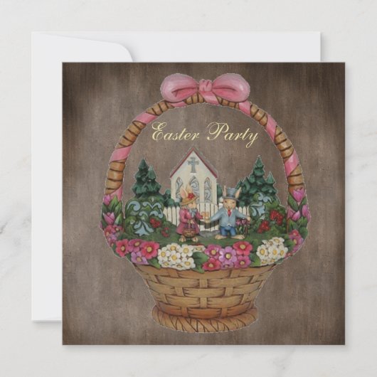 Invitation Pâques Bunnies et panier de l'église Fête de Pâque (Devant)