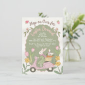 Invitation Pâques Bunny Brunch Fête de chasse aux oeufs (Debout devant)