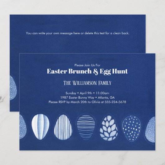 Invitation Pâques chic et simple (Devant / Derrière)
