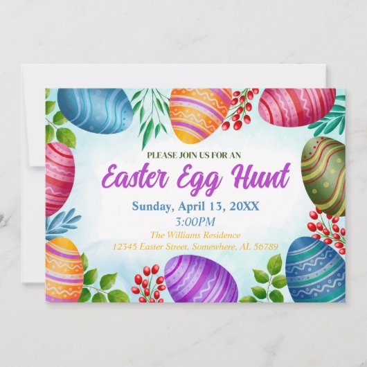 Invitation Pâques colorées (Devant)