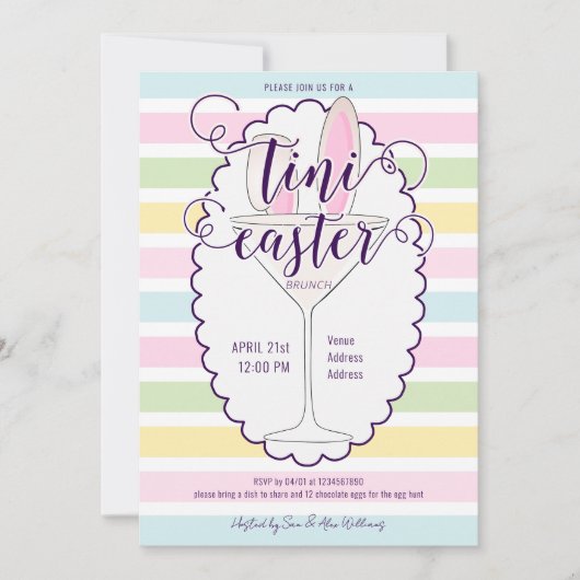 Invitation Pâques dimanche Martini Cocktail Brunch Pique-niqu (Devant)