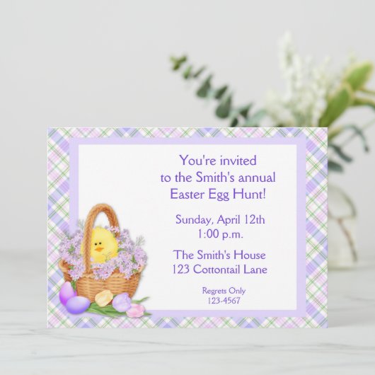 Invitation Pâques en panier (Debout devant)