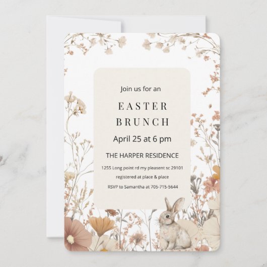 Invitation Pâques Fleur sauvage neutre (Devant)