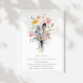 Invitation Pâques Fleuris Déjeuner Élégant