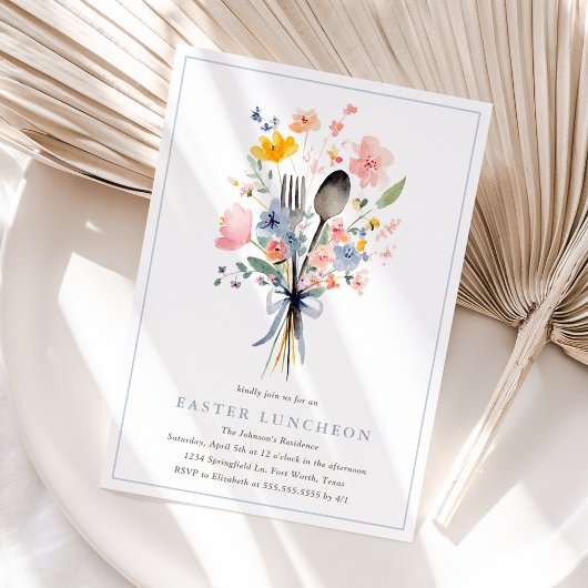 Invitation Pâques Fleuris Déjeuner Élégant