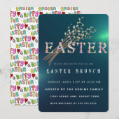 Invitation Pâques Fleurs mignonnes (Devant / Derrière)