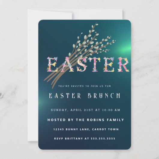 Invitation Pâques Fleurs mignonnes (Devant)