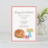 Invitation Pâques grecques joyeuses à l'aquarelle (Debout devant)