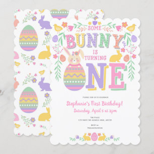 Invitation Pâques, Lapin, Fille 1ère, Anniversaire du printem