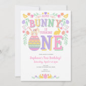 Invitation Pâques, Lapin, Printemps, 1er Anniversaire (Devant)