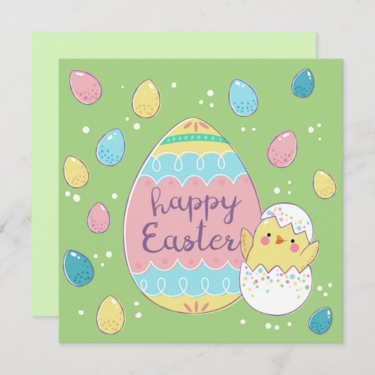 Invitation Pâques mignonnes (Devant / Derrière)