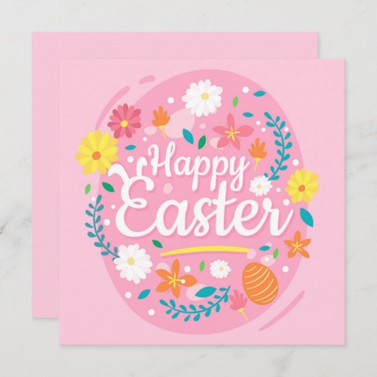 Invitation Pâques mignonnes (Devant / Derrière)