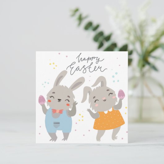 Invitation Pâques mignonnes (Debout devant)