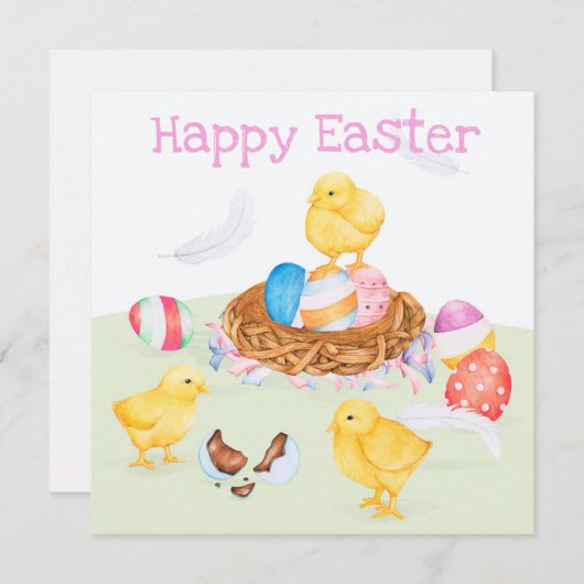 Invitation Pâques mignonnes (Devant / Derrière)