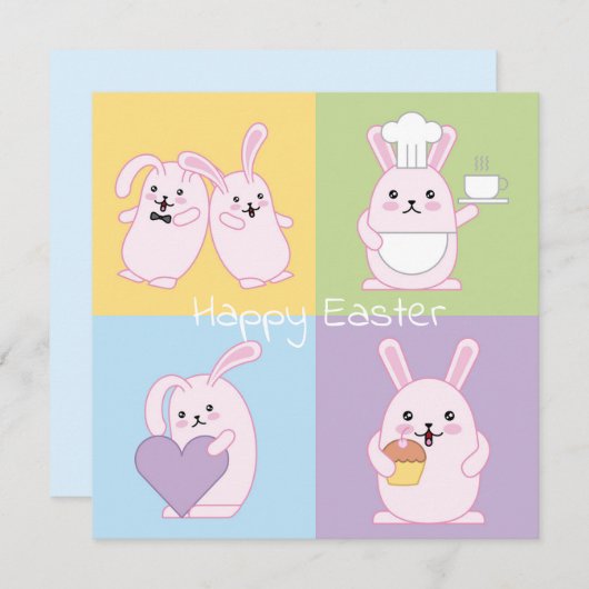 Invitation Pâques mignonnes (Devant / Derrière)