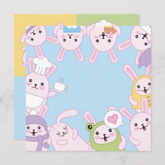 Invitation Pâques mignonnes (Devant / Derrière)